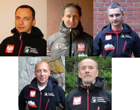 Uczestnicy wyprawy na K2. Od lewej u góry: Marcin Kaczkan, Janusz Gołąb, Artur Małek, Paweł Michalski i Piotr Snopczyński.