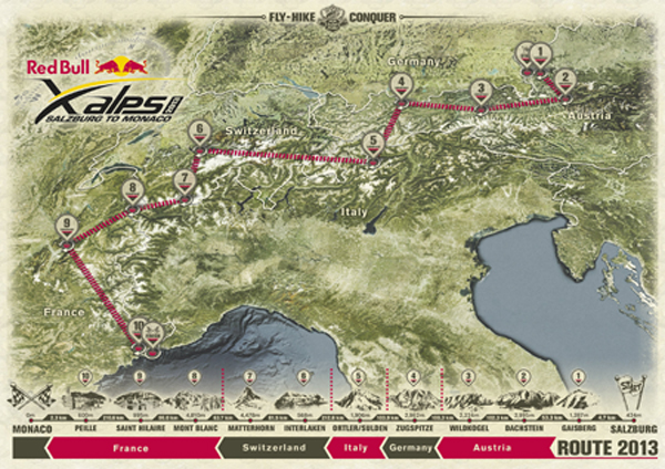 Trasa Red Bull X-Alps 2013