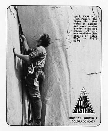 Reklama Cam Nut w magazynie Climbing z  1973 roku (fot. needlesports.com)