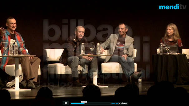 Adam Bielecki, Krzysztof Wielicki, Denis Urubko i Bernadette McDonald podczas panelu na Mendi Film Festival 2013 w Bilbao