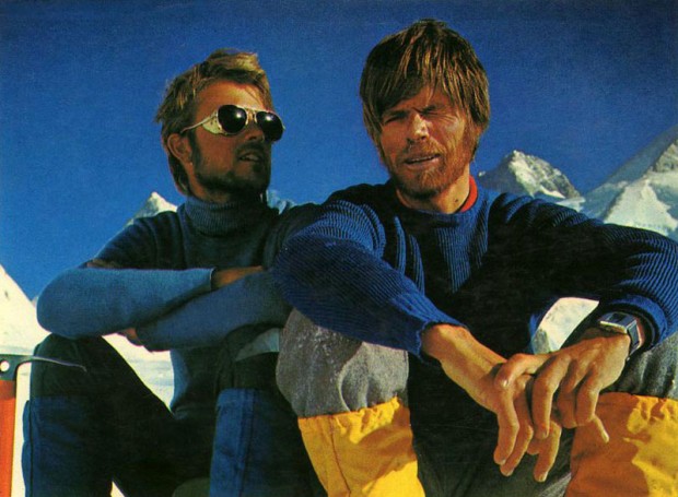 Peter Habeler i Reinhold-Messner pod Gasherbrumami w 1975 r. (fot. himalaya-club.sk)